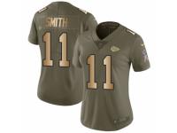 Women Nike Kansas City Chiefs #11 Alex Smith Limited Olive/Gold 2017 Salute to Service NFL Jersey