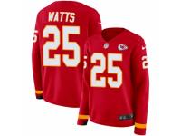 Women Nike Kansas City Chiefs #25 Armani Watts Limited Red Therma Long Sleeve NFL Jersey