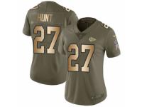 Women Nike Kansas City Chiefs #27 Kareem Hunt Limited Olive/Gold 2017 Salute to Service NFL Jersey