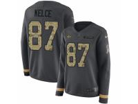 Women Nike Kansas City Chiefs #87 Travis Kelce Limited Black Salute to Service Therma Long Sleeve NFL Jersey