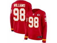 Women Nike Kansas City Chiefs #98 Xavier Williams Limited Red Therma Long Sleeve NFL Jersey