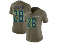 Women Nike Seattle Seahawks #28 Justin Coleman Limited Olive 2017 Salute to Service NFL Jersey