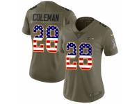 Women Nike Seattle Seahawks #28 Justin Coleman Limited Olive/USA Flag 2017 Salute to Service NFL Jersey