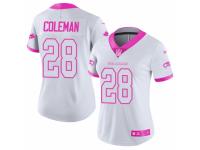 Women Nike Seattle Seahawks #28 Justin Coleman Limited White-Pink Rush Fashion NFL Jersey