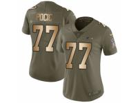 Women Nike Seattle Seahawks #77 Ethan Pocic Limited Olive/Gold 2017 Salute to Service NFL Jersey