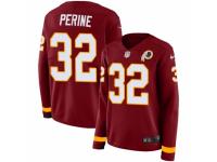 Women Nike Washington Redskins #32 Samaje Perine Limited Burgundy Therma Long Sleeve NFL Jersey