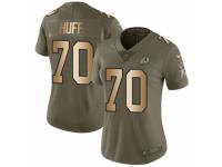 Women Nike Washington Redskins #70 Sam Huff Limited Olive/Gold 2017 Salute to Service NFL Jersey