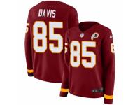 Women Nike Washington Redskins #85 Vernon Davis Limited Burgundy Therma Long Sleeve NFL Jersey