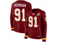 Women Nike Washington Redskins #91 Ryan Kerrigan Limited Burgundy Therma Long Sleeve NFL Jersey