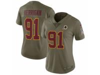 Women Nike Washington Redskins #91 Ryan Kerrigan Limited Olive 2017 Salute to Service NFL Jersey