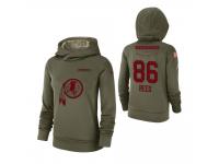 Women Washington Redskins #86 Jordan Reed 2018 Salute to Service Olive Team Logo Pullover Hoodie