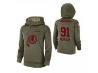Women Washington Redskins #91 Ryan Kerrigan 2018 Salute to Service Olive Team Logo Pullover Hoodie