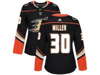 Women's Adidas Anaheim Ducks #30 Ryan Miller Authentic Black Home NHL Jersey