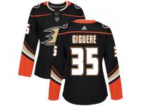 Women's Adidas Anaheim Ducks #35 Jean-Sebastien Giguere Authentic Black Home NHL Jersey