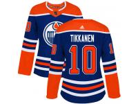 Women's Adidas Edmonton Oilers #10 Esa Tikkanen Royal Blue Alternate Authentic NHL Jersey