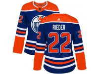 Women's Adidas Edmonton Oilers #22 Tobias Rieder Royal Blue Alternate Authentic NHL Jersey