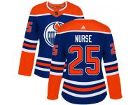 Women's Adidas Edmonton Oilers #25 Darnell Nurse Royal Blue Alternate Authentic NHL Jersey