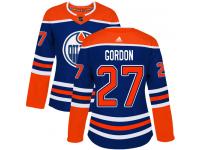 Women's Adidas Edmonton Oilers #27 Boyd Gordon Royal Blue Alternate Authentic NHL Jersey