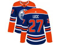 Women's Adidas Edmonton Oilers #27 Milan Lucic Royal Blue Alternate Authentic NHL Jersey