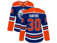 Women's Adidas Edmonton Oilers #30 Bill Ranford Royal Blue Alternate Authentic NHL Jersey