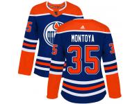 Women's Adidas Edmonton Oilers #35 Al Montoya Royal Blue Alternate Authentic NHL Jersey