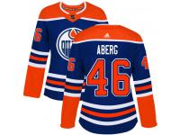 Women's Adidas Edmonton Oilers #46 Pontus Aberg Royal Blue Alternate Authentic NHL Jersey