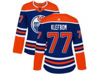 Women's Adidas Edmonton Oilers #77 Oscar Klefbom Royal Blue Alternate Authentic NHL Jersey