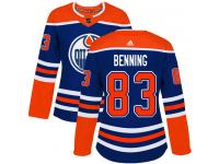 Women's Adidas Edmonton Oilers #83 Matt Benning Royal Blue Alternate Authentic NHL Jersey