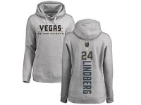 Women's Adidas NHL Vegas Golden Knights #24 Oscar Lindberg Backer Gray Pullover Hoodie Adidas