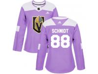 Women's Adidas NHL Vegas Golden Knights #88 Nate Schmidt Authentic Jersey Purple Fights Cancer Practice Adidas