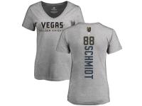 Women's Adidas NHL Vegas Golden Knights #88 Nate Schmidt Backer Slim Fit V-Neck Gray T-Shirt Adidas