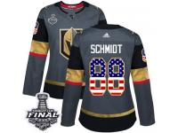 Women's Adidas Vegas Golden Knights #88 Nate Schmidt Gray Authentic USA Flag Fashion 2018 Stanley Cup Final NHL Jersey