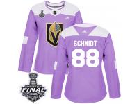 Women's Adidas Vegas Golden Knights #88 Nate Schmidt Purple Authentic Fights Cancer Practice 2018 Stanley Cup Final NHL Jersey