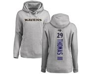 Women's Baltimore Ravens Earl Thomas III NFL Pro Line Ash Backer Pullover Hoodie