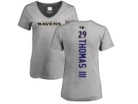 Women's Baltimore Ravens Earl Thomas III NFL Pro Line Ash Backer V-Neck T-Shirt