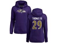 Women's Baltimore Ravens Earl Thomas III NFL Pro Line by Purple Logo Pullover Hoodie
