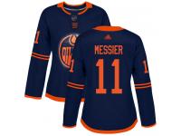 Women's Hockey Edmonton Oilers #11 Mark Messier Alternate Jersey Navy Blue