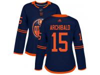 Women's Hockey Edmonton Oilers #15 Josh Archibald Alternate Jersey Navy Blue