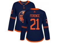 Women's Hockey Edmonton Oilers #21 Andrew Ference Alternate Jersey Navy Blue