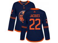 Women's Hockey Edmonton Oilers #22 Jean-Francois Jacques Alternate Jersey Navy Blue