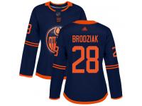 Women's Hockey Edmonton Oilers #28 Kyle Brodziak Alternate Jersey Navy Blue