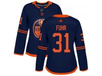 Women's Hockey Edmonton Oilers #31 Grant Fuhr Alternate Jersey Navy Blue