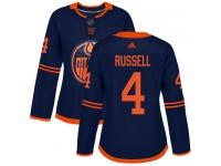 Women's Hockey Edmonton Oilers #4 Kris Russell Alternate Jersey Navy Blue