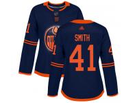 Women's Hockey Edmonton Oilers #41 Mike Smith Alternate Jersey Navy Blue