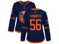 Women's Hockey Edmonton Oilers #56 Kailer Yamamoto Alternate Jersey Navy Blue