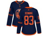 Women's Hockey Edmonton Oilers #83 Matt Benning Alternate Jersey Navy Blue