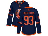 Women's Hockey Edmonton Oilers #93 Ryan Nugent-Hopkins Alternate Jersey Navy Blue