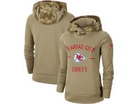 Women's Kansas City Chiefs Nike Khaki 2019 Salute to Service Therma Pullover Hoodie