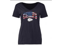 Women's Kansas City Chiefs Pro Line Navy Banner Wave Slim Fit V-Neck T-Shirt