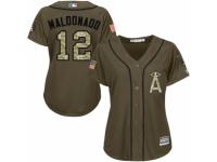 Women's Majestic Los Angeles Angels of Anaheim #12 Martin Maldonado Authentic Green Salute to Service MLB Jersey